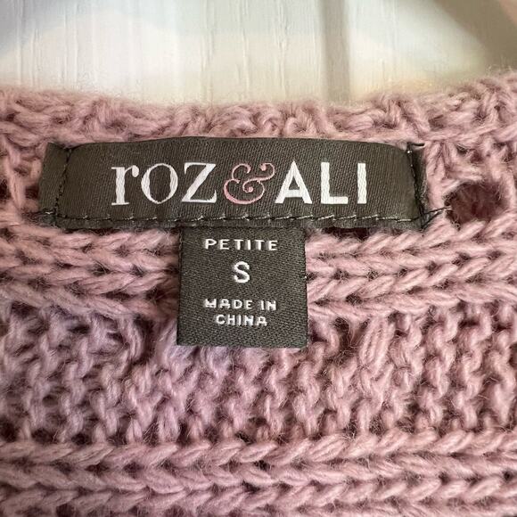 Roz & Ali Women Open Front Waterfall Knit Cardigan Sz SP Feminine Ferry Coquette - Picture 3 of 9